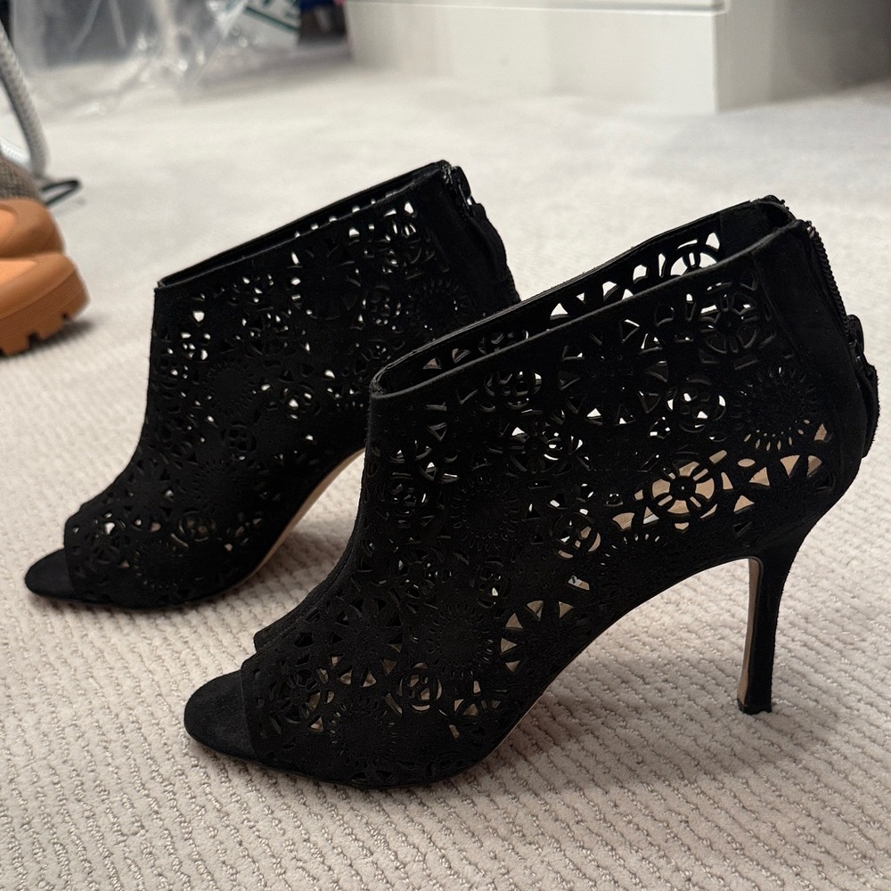 Manolo Blahnik Black Cutout Heeled Boots